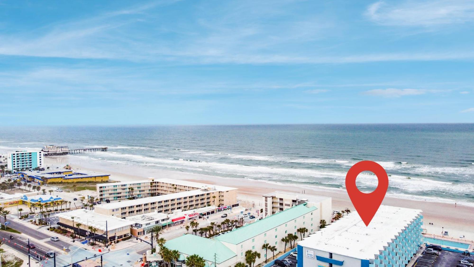 Open For 2025 Speedweeks Daytona 500 - Beachfront Studio - Private Balcony With Ocean View - Pool - Hot Tub - Tiki Bar - Sauna Aparthotel Daytona Beach Exterior photo